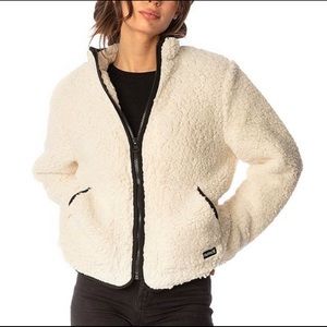 NWT HURLEY Ivory Sherpa Fleece Zip Jacket Medium